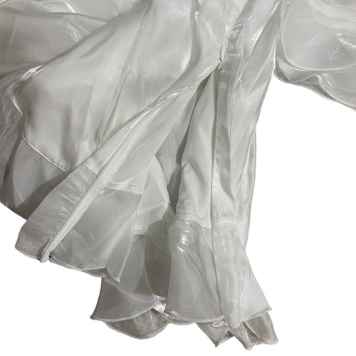 Top de organza Ursime 3XL nuevo con etiquetas blanco puro brillo mangas transparentes cremallera lateral - Imagen 6 de 8