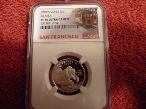 2008 s silver proof Alaska statehood quarter NGC PF 70 Ultra Cameo
