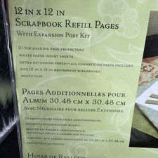 K Company 12 x 12 White Page Protector 10 Refill w/ Expansion Post Kit -2sets