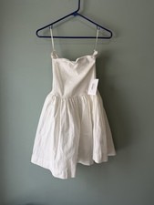 Mod On Trend White Strapless Dress Beach Cottagecore Size Medium