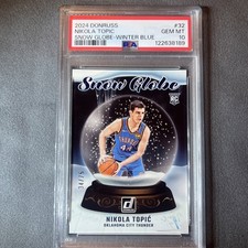 Nikola Topic (RC) /75 2024-25 Panini Donruss Snow Globe - Winter Blue #32 PSA 10