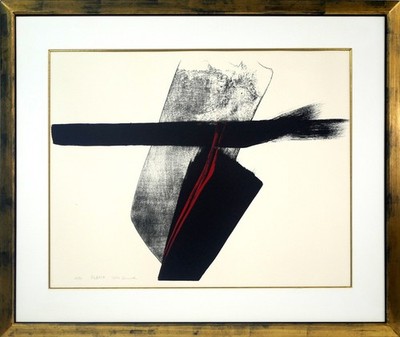 Toko Shinoda '' FLAME'' Lithographie Druck Autogramm Größe H 28,3 x B 33,8 Zoll