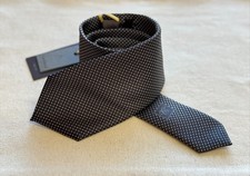 Canali Dark Brown and White Polka Dot Tie BNWT 100% Silk