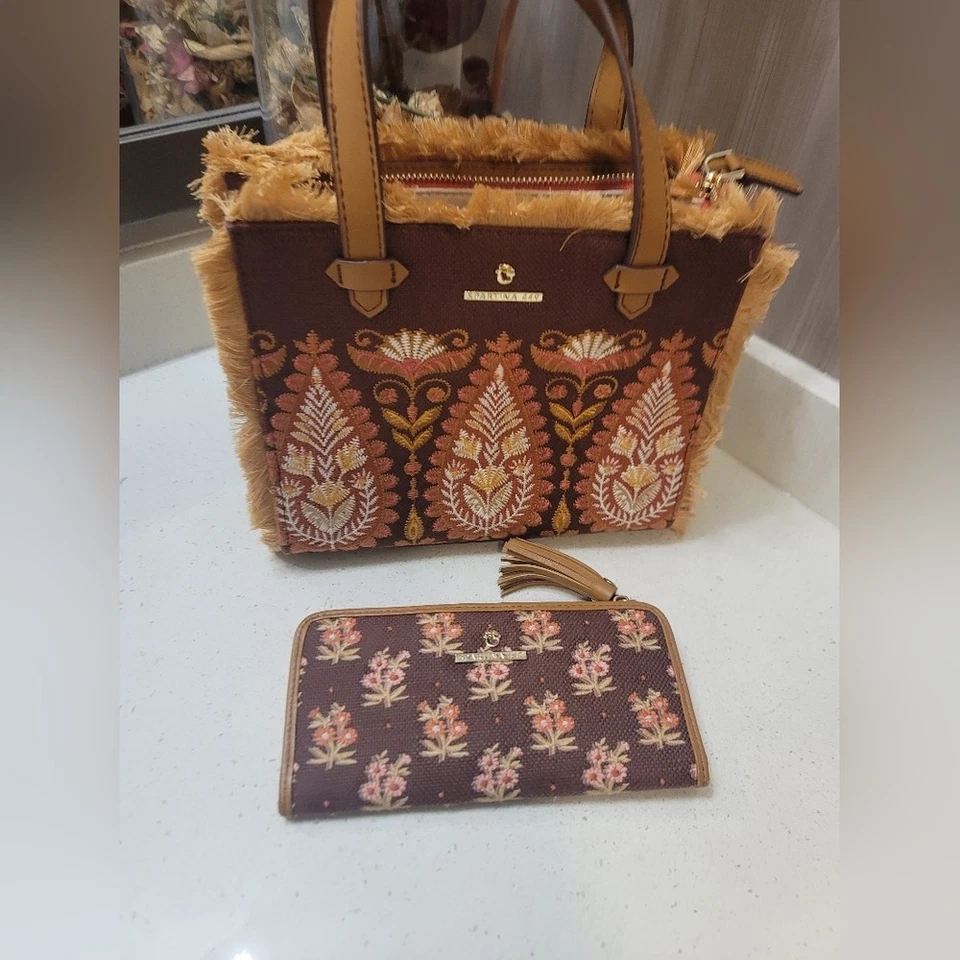 Cartera Spartina 449 Marrón Floral Flecos Caja Francesa Floral Fiona Cartera a Presión Foto 2 de 4