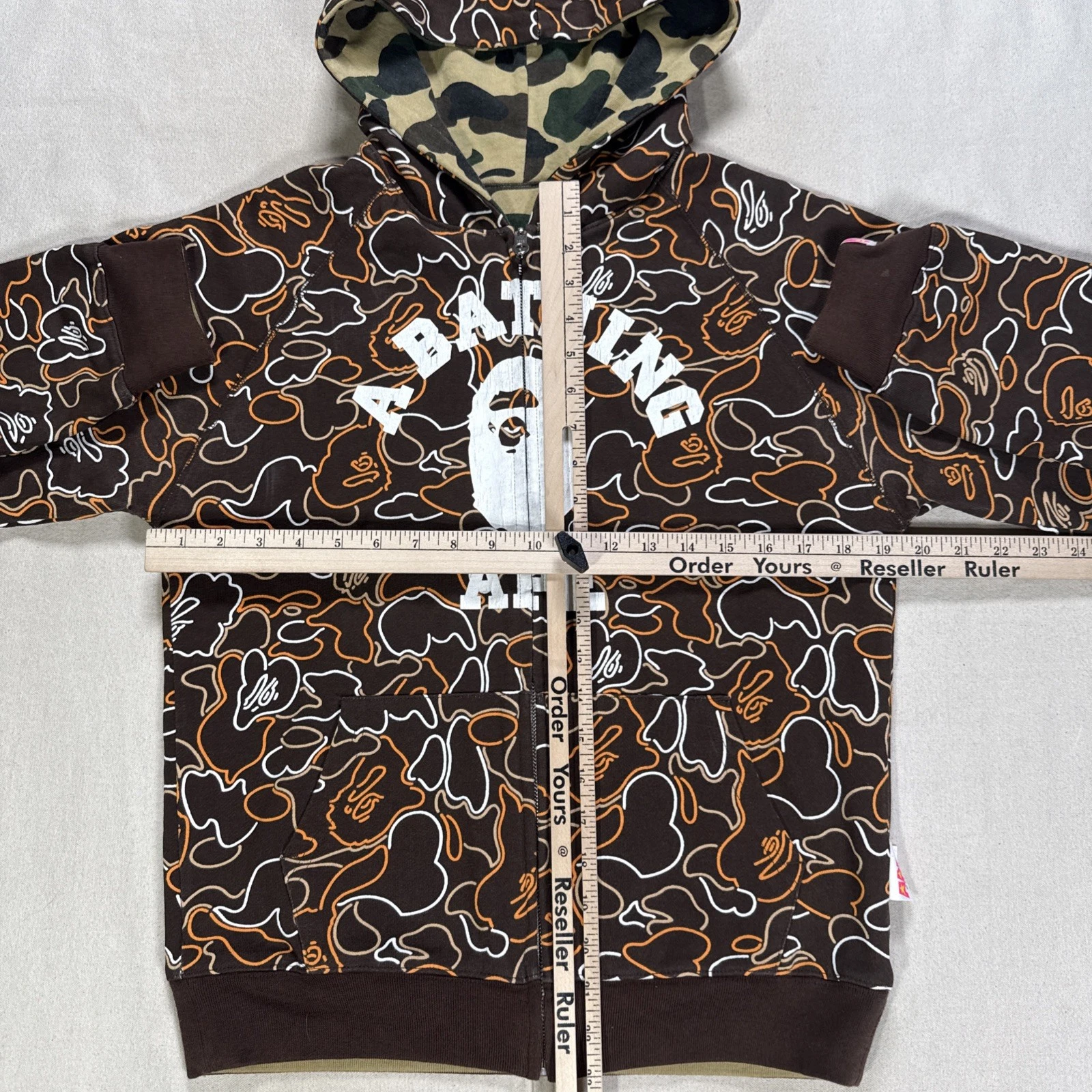 A Bathing Ape Reversible Jacket Mens Small Camo Hoodie Full Zip Pockets - product detail image 6