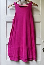 Gap Linen Blend Midi Dress XS Hot Pink Tiered Sleeveless Barbiecore Summer Flowy