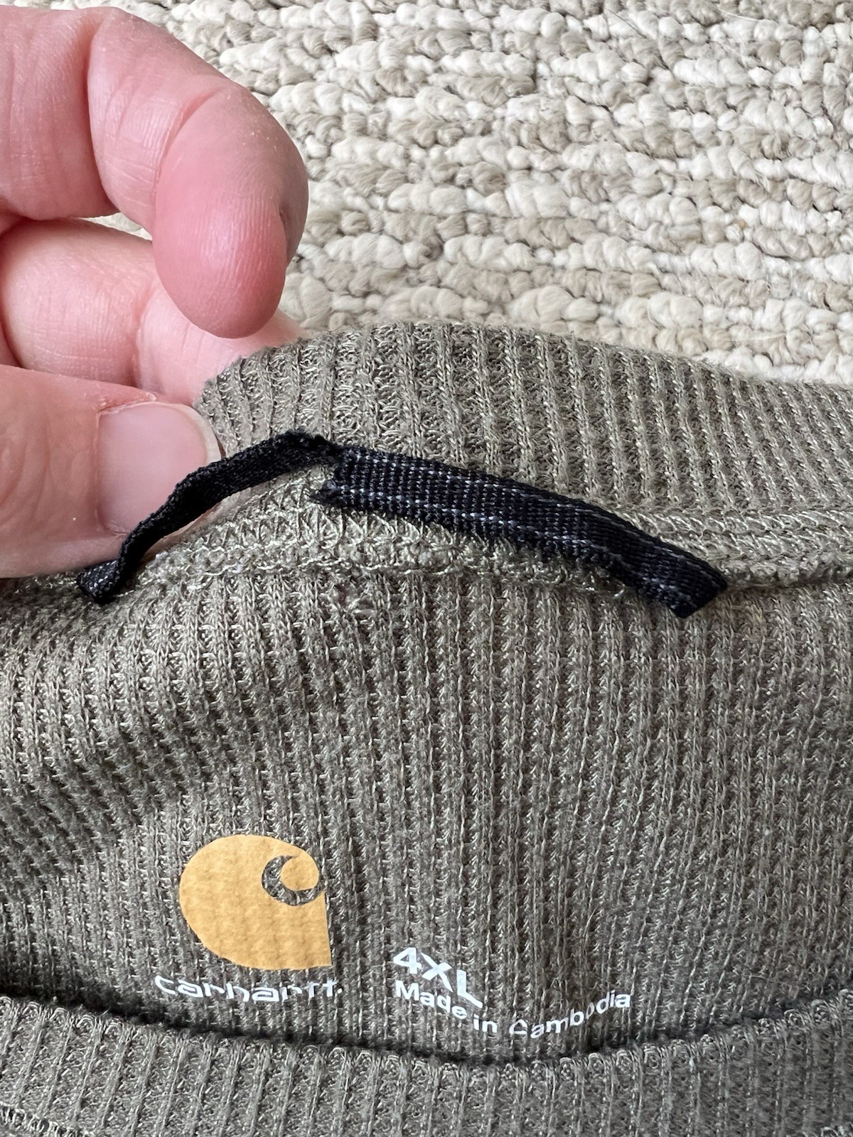 Carhartt Shirt Mens 4XL Waffle Knit Thermal Long Sleeve Force Green Casual Work thumbnail 5