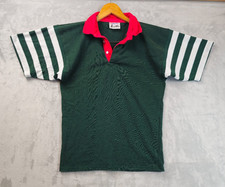 Vintage 90s Halbro Rugby Shirt Mens Medium Green White Red Short Sleeve USA Made