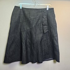 Vtg Sandro Sportswear Women's Denim Midi Skirt Sz 12 Dark Wash A-Line Buttons