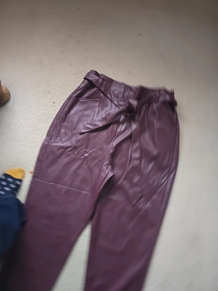 Faux Leather Trousers Burgundy - Image 2 of 4