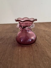 Vintage Pilgrim Cranberry Glass Bud Vase Small Hand Blown