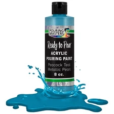Pouring Masters Peacock Teal Metallic Pearl 8-Ounce Acrylic Pouring Paint