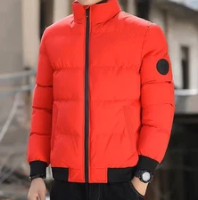 Men's Fashion Winter Puffer Quilted Jacket Warm Padded Full Zip Bubble Coat