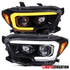 Toyota Tacoma Smoked Headlights Smoke Fit 2016-2023 Toyota Tacoma Projector Headlights Lamps LED DRL Turn Signal