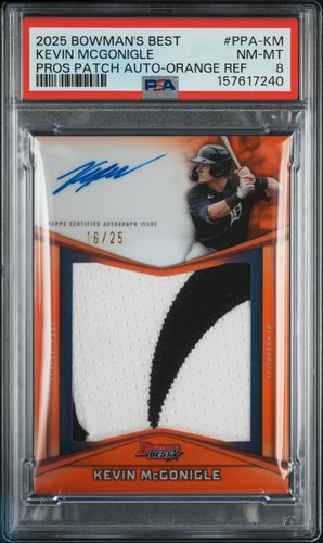 2025 BOWMAN'S BEST PROSPECT PATCH AUTO #PPA-KM KEVIN MCGONIGLE 16/25 PSA 8