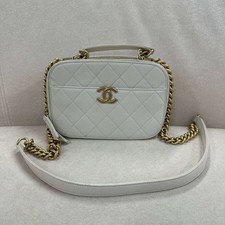 Chanel Camera Bag Top Handle White Caviar Leather Gold‑Tone Hardware Crossbody