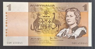 1977 Australia $1.00 Knight Stone banknote Serial number CUH 450045 EF
