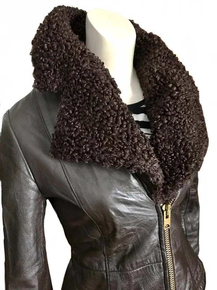 vintage 1930s brown genuine leather jacket/ 1940s motorcycle biker jacket - Image 2 of 4