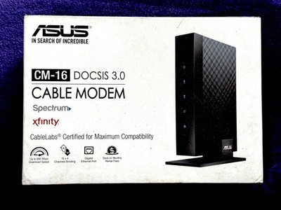 ASUS CM-16 DOCSIS 3.0 Cable MODEM Gigabit LAN 686Mbps w Power Cord & Ethernet