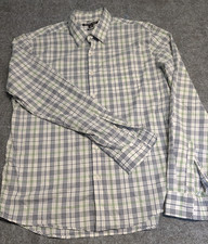 Michael Kors Long Sleeve Slim Fit Dress Shirt Mens XL White/Charcoal/Green Plaid