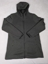 LL Bean Womens XLRegular Sweater Fleece Coat Gray Hooded Full Zip 290303
