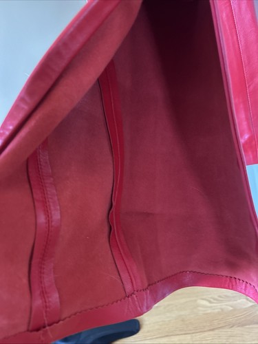 Women's pants real leather Red suede waistband ankle zip lined New 29 X 35 gromt - Picture 8 of 19