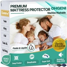 100% Waterproof Mattress Protector, Queen Size, Fitted Sheet with Deep Pocket...