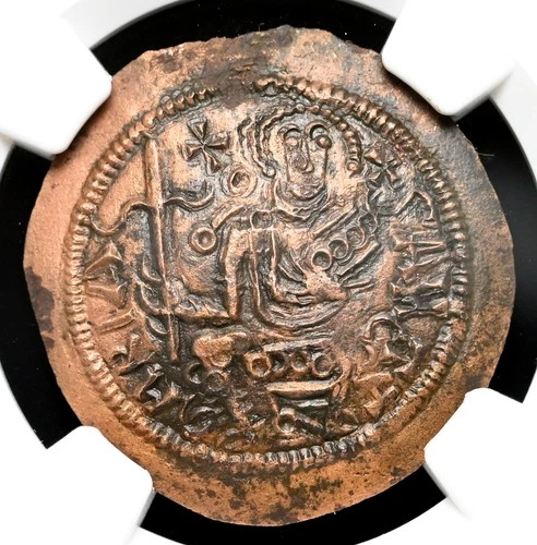 HUNGARY. Bela III. 1172-1196. Æ Follis, Byzantine type, NGC AU Details