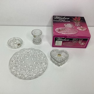 Windsor 24% Lead Crystal 4 Piece Dressing Table Set With Box CV#625