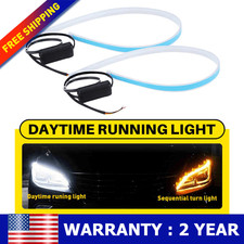 2X White 60cm Flexible Tube LED Strip Daytime Runnning DRL Light Headlight Lamp