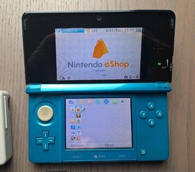 Nintendo 3DS Aqua Blue Region Free Console 128GB Tested w/ USC C CHARGER PORT