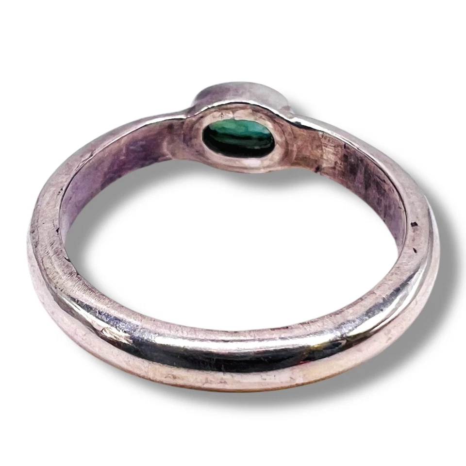 Anillo solitario de plata de ley 925 con piedra preciosa ovalada de iolita azul talla 5 Foto 4 de 4