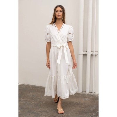 moon river white midi dress Moon River Sleeveless Eyelet Detail Midi Dress MSRP