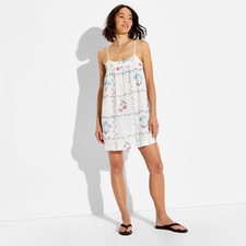 Women's Mini Trapeze Ruffle Edge A-Line Dress - Wild Fable White S