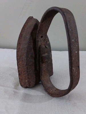 Early Antique Heavy Hand Forged Primitive Sad Iron, 6 lbs, Applied Handle 