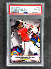 2025 Topps Finest #S-5 Ronald Acuna Jr. Smashing Through Case Hit SSP PSA 10 Gem