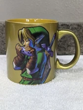 The Legend Of Zelda Link Ocarina Of Time Gold Mug Nintendo Just Funky Rare HTF