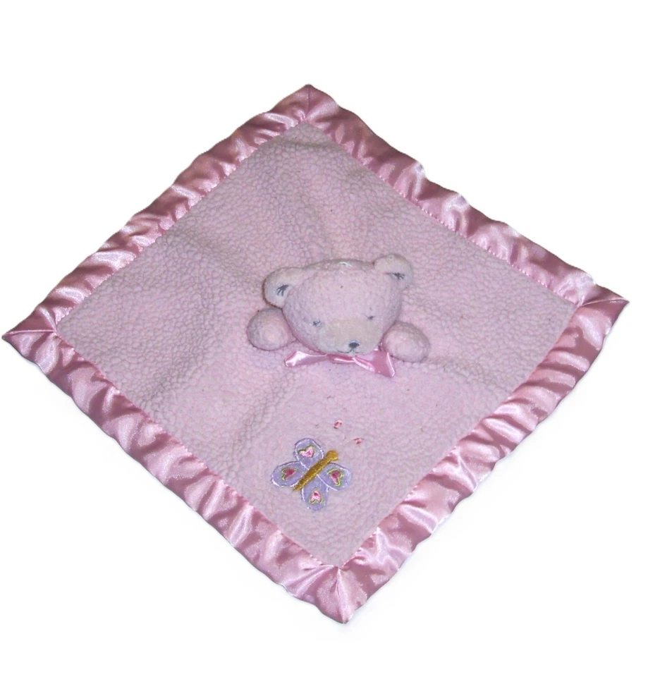 Tiddliwinks Rosa Púrpura Mariposa Sherpa Bebé Manta Satén Seguridad Lovey Foto 2 de 4