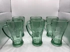 VTG Green Coca Cola Glasses Heavy Mugs Libby With Handle  12 oz. Set Of 6