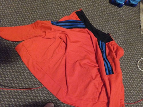 ADIDAS BOYS Sweater KIDS Size 6 red black w/ Blue Logo Full Zip Sweat Shirt - Picture 6 of 8