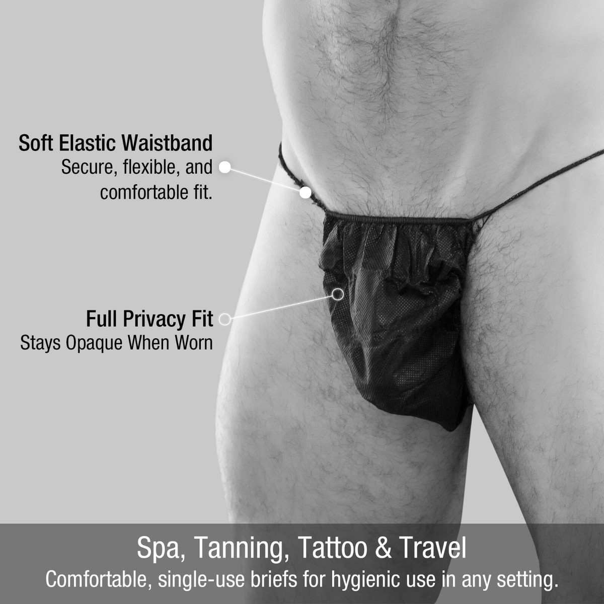 Men’s Black PVC Thong Back Brief Underwear – One Size, Breathable & Stretch, By Stallion
