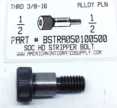 1/2X1/2 HEX SOCKET HEAD SHOULDER BOLTS ALLOY STEEL PLAIN 3/8-16 THREAD (2)