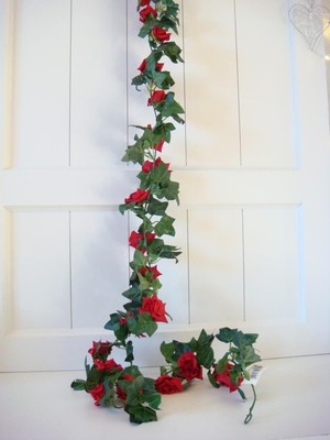 Rosengirlande Rose Efeu Girlande rot Tischdeko Deko Hochzeit knstlich ca  180cm | eBay