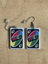 Handmade Earrings Playing Cards Multi-color Game Black Nickel-free New Funny