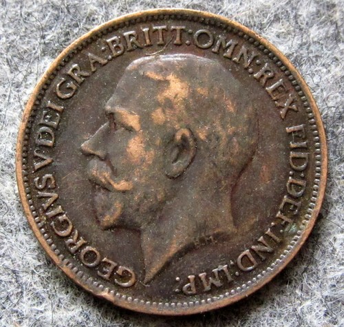 GREAT BRITAIN GEORGE V 1921 FARTHING, SEATED BRITANNIA BRONZE km# 808 - Picture 2 of 6