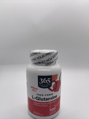 365 Whole Foods Market, L-Glutamine 500mg Free-Form 100 vegan capsules 04/26