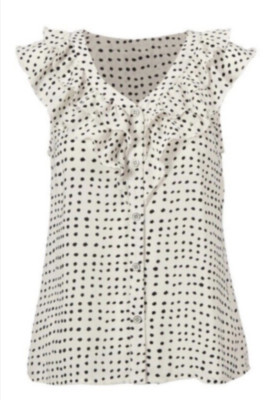 Cabi New NWT Polka Dot Top #4553 Ivory Black Size XXS - XL Was $89