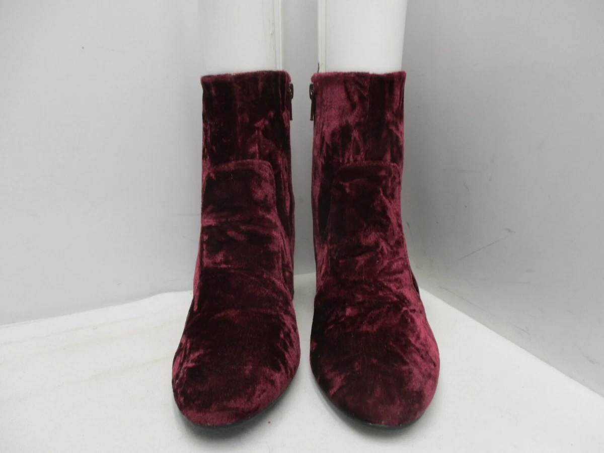 Gianni Bini Cool Dayz Burgundy Velvet Zip High Heel Ankle Boots