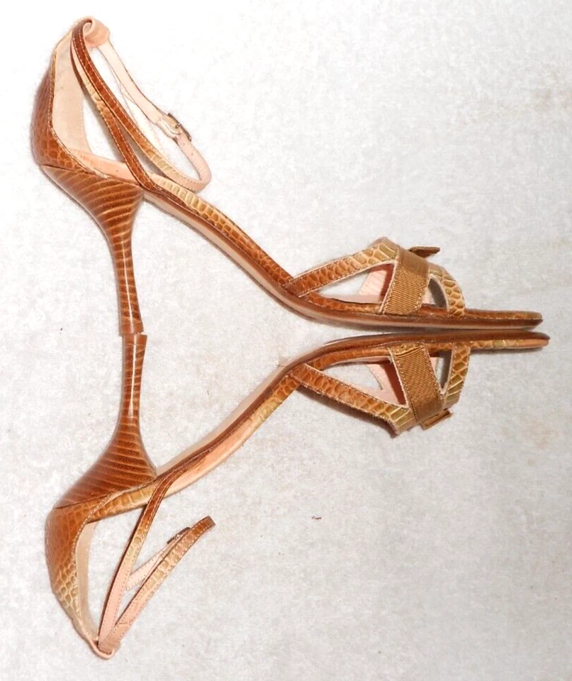 MARTINEZ VALERO sandales cuir façon reptile multicolore P 39 TBE - Photo 3/4