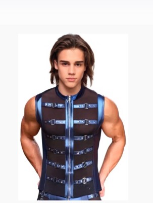 Metallic Set  Guy Wetlook Glänzend Netz Schnallen sexy eng Herren Transparent